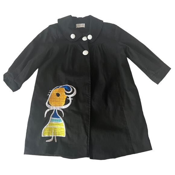 Tsumori Chisato Embroidered Black Trench Coat Jacket Size S - Picture 5 of 14